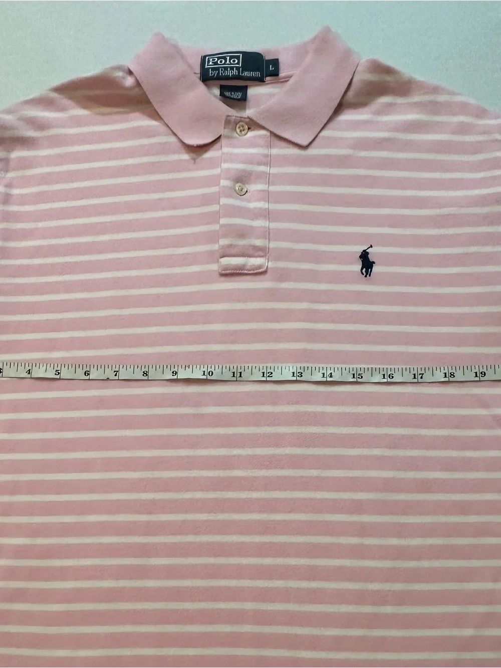 Polo Ralph Lauren Pink White Striped Polo Shirt Men’s Large Blue Pony